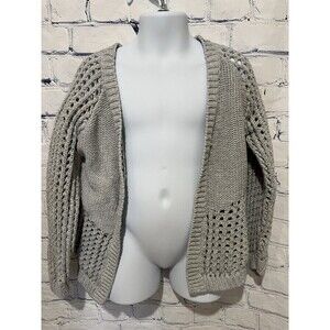 Gymboree Girls Open Knit Grey Sweater Cardigan 100% Cotton Small 5/6